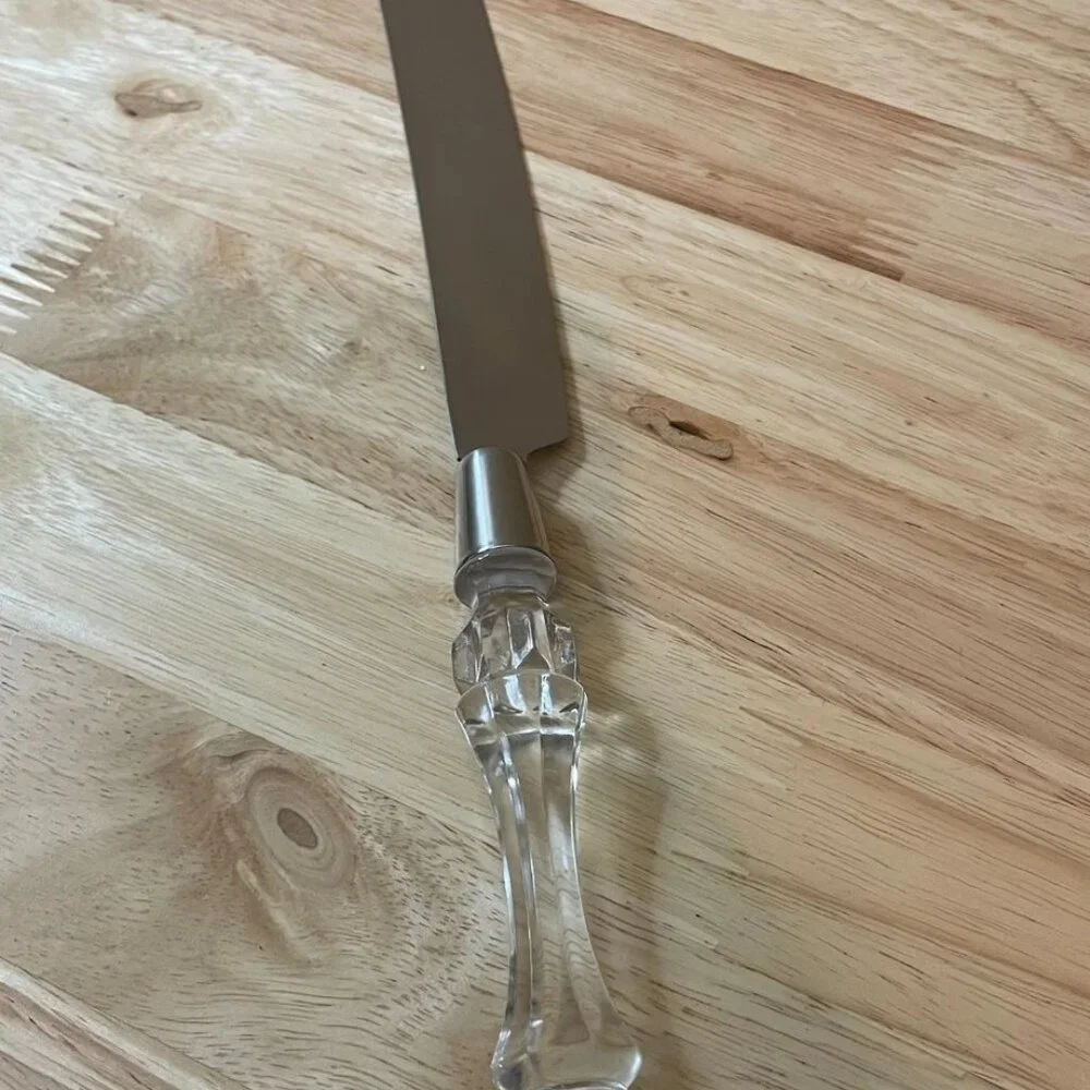 Vintage Fostoria Cake Knife Crystal Handle Stainless Steel 13.5”